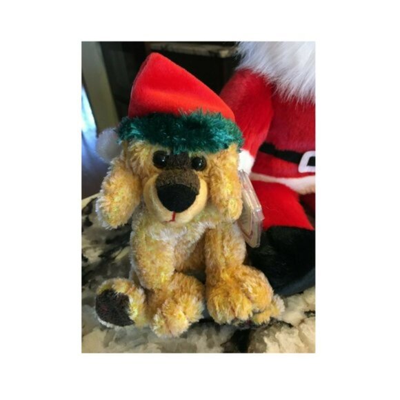 Set 2 TY Christmas Beanie Babies Babys Santa Claus & Jinglepups Dog 8" & 14" - Picture 2 of 4